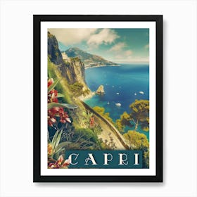 Capri, Italy Italia Coast Vintage Travel Art Print