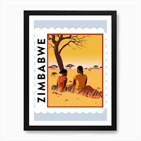 Zimbabwe 1 Travel Stamp Poster Art Print