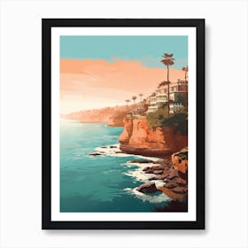 La Jolla Cove San Diego California Mediterranean Style Illustration 1 Art Print