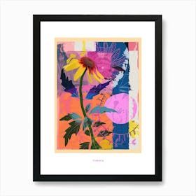 Cineraria 8 Neon Flower Collage Poster Art Print