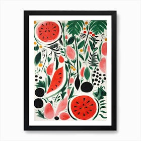 Watermelon Fruit Drawing 3 Art Print