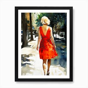 Red Dress woman Art Print