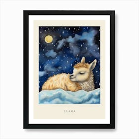 Baby Llama 1 Sleeping In The Clouds Nursery Poster Art Print