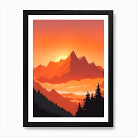 Misty Mountains Vertical Composition In Orange Tone 270 Art Print