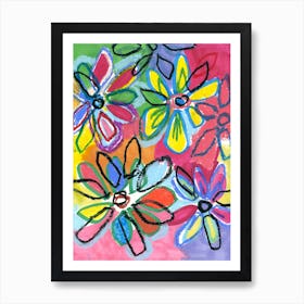 Abstract Bright Flowers  Art Print