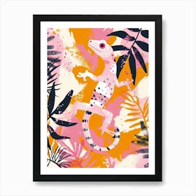 Golden Gecko Abstract Modern Illustration 1 Art Print