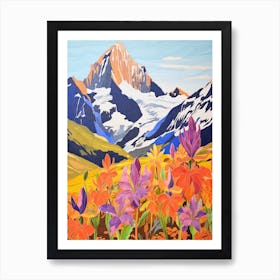 Aoraki New Zealand 4 Colourful Mountain Illustration Art Print