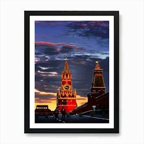 The Sun Sets On Red Square Art Print