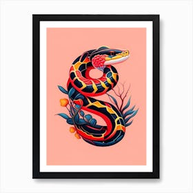 Arizona Coral Snake Tattoo Style Art Print