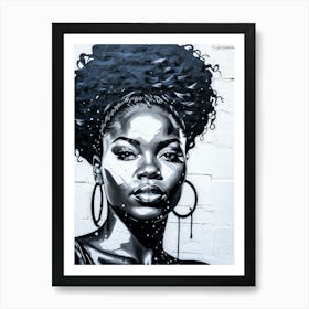 Graffiti Mural Of Beautiful Black Woman 116 Art Print