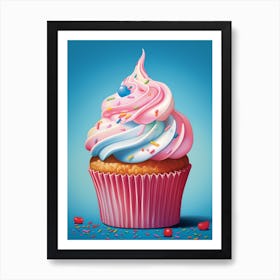 Cupcake With Sprinkles Vintage Cookbook Style 1 Art Print