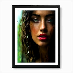 Beautiful Woman In Rain Art Print