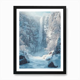 Snowy Waterfall Art Print