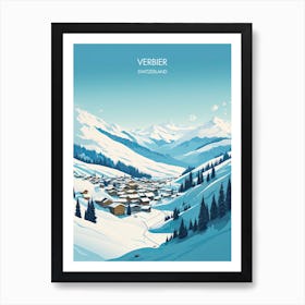 Poster Of Verbier   Switzerland, Ski Resort Illustration 1 Art Print