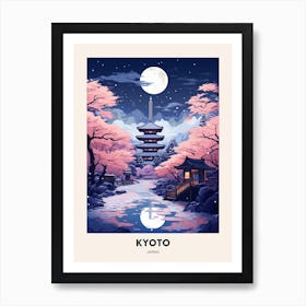 Winter Night  Travel Poster Kyoto Japan 4 Art Print