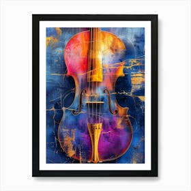 Violin On Blue Background music art Art Print