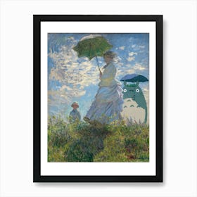 Totoro & Madame Monet - Japanese Print - Studio Ghibli Mashup Art Print