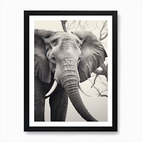 African Elephant Realism Portrait 2 Art Print
