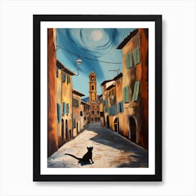 Painting Of Rome With A Cat In The Style Of Surrealism, Dali Style 1 Art Print