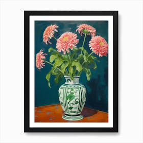 Flowers In A Vase Still Life Painting Chrysanthemum 3 Art Print