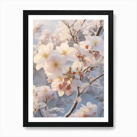 Frosty Botanical Camellia 7 Art Print