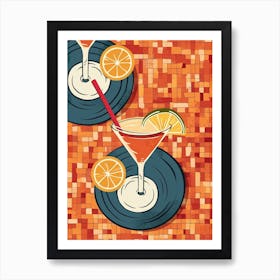 Tiled Orange Martini Art Print