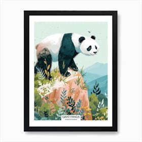 Giant Panda Walking On A Mountain Poster 2 Art Print