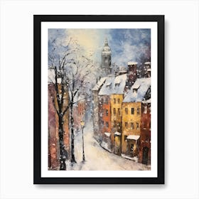 Vintage Winter Painting Stockholm Sweden Art Print