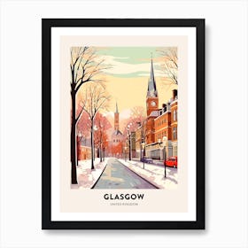 Vintage Winter Travel Poster Glasgow United Kingdom 1 Art Print