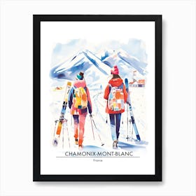 Chamonix Mont Blanc   France, Ski Resort Poster Illustration 4 Art Print
