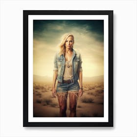 Woman Standing In The Desert Art Print