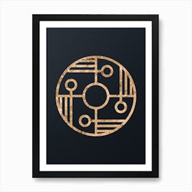 Abstract Geometric Gold Glyph on Dark Teal n.0072 Art Print