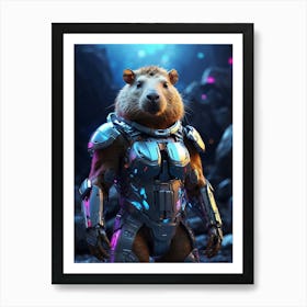 Capybara In Cyborg Body #3 Art Print