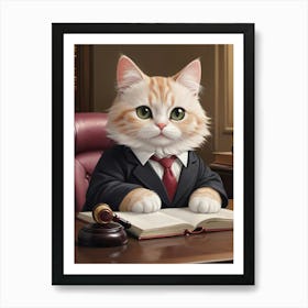 Cat In A Suit Cat lover Art Print