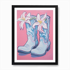 A Painting Of Cowboy Boots With Pink Flowers, Fauvist Style, Still Life 9 Art Print