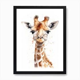 Baby Giraffe Watercolour Nursery 6 Art Print