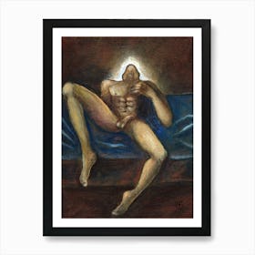 Male Nude With Overthrown Head - Anton Maliar painting adult mature homoerotic erotic man figurative classic old master vertical Art Print