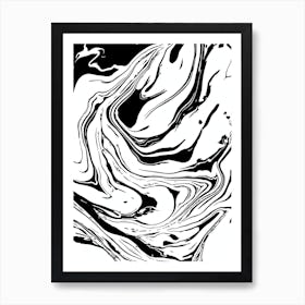 Black And White Marble Abstract Print  Art Print