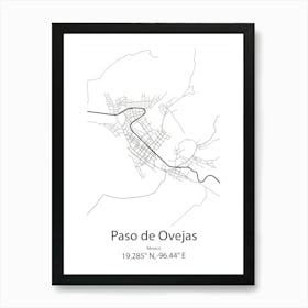 Paso De Ovejas,Mexico Minimalist Map Art Print