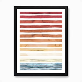 Watercolor Stripes Summer Sunset Art Print