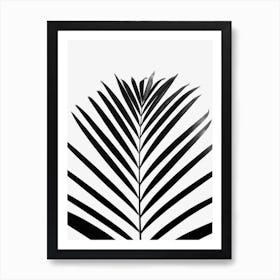 Minimal Palm Leaf Black And White Art Print