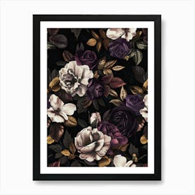 Black Roses Wallpaper Art Print