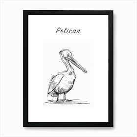 B&W Pelican Poster Art Print