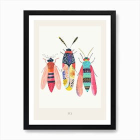 Colourful Insect Illustration Fly 8 Poster Art Print
