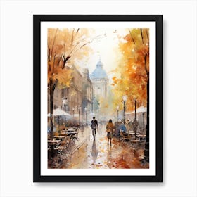 Berlin Germany In Autumn Fall, Watercolour 2 Art Print