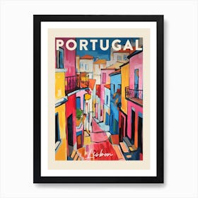 Lisbon Portugal 3 Fauvist Painting  Travel Poster Art Print