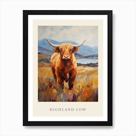 Colourful Impressionism Style Painting Of A Highland Cow Poster 3 Art Print