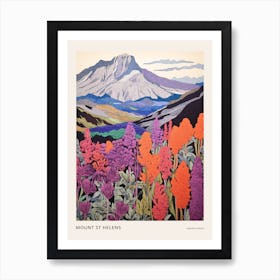 Mount St Helens United States 7 Colourful Mountain Illustration Poster Art Print