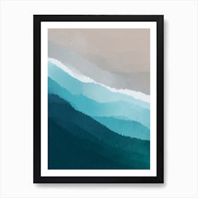 Minimal art abstract watercolor painting of beach waves Art Print