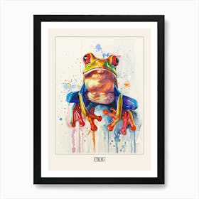 Frog Colourful Watercolour 4 Poster Art Print